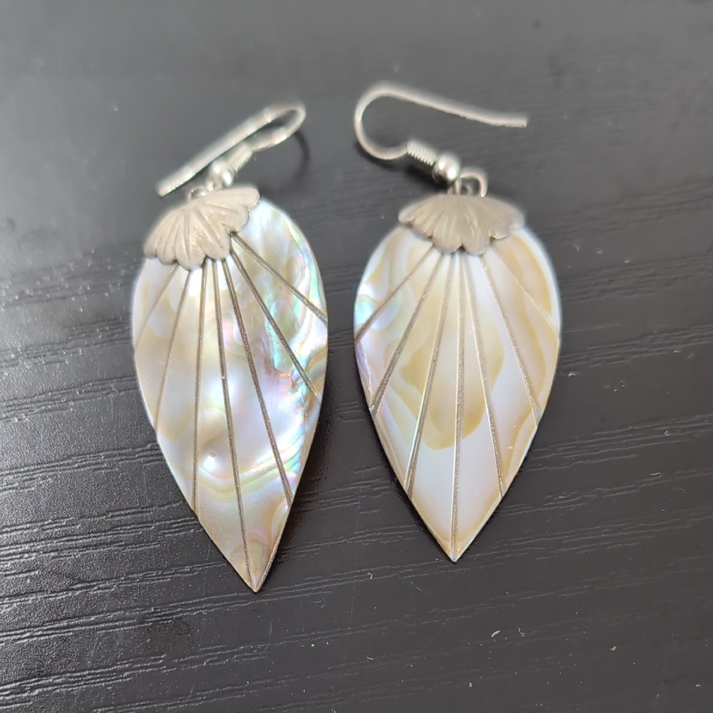 Vintage Maybe Abalone Shell Dangle Earrings